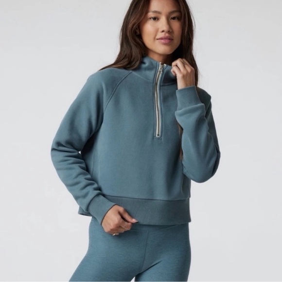 Vuori Tops - Vuori Restore Half Zip Hoodie Organic Cotton Blend. Blue. Women’s Large. NWOT
